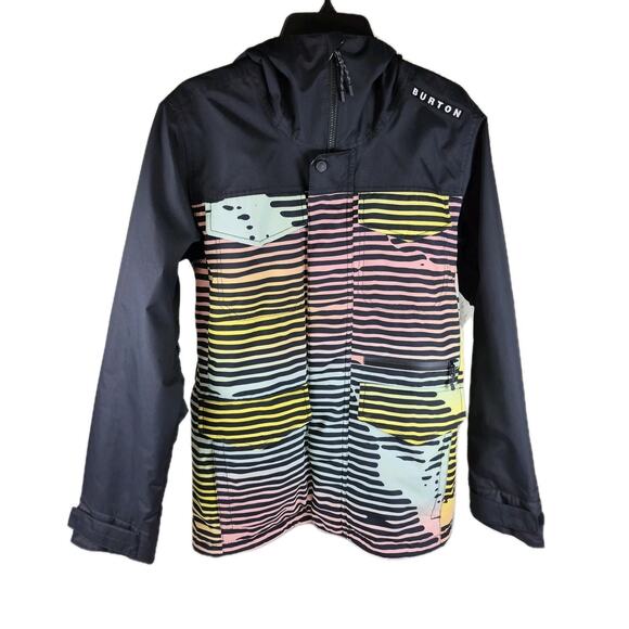 Men’s Burton Large Living Lining Striped Multicolor Snowboard Ski Jacket Coat XS - Picture 1 of 14